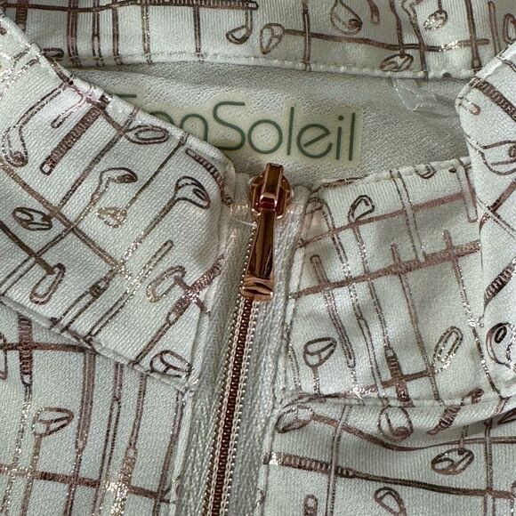 Sansoleil Top Womens Sz Small quoter Zip Sun Glow Mock Neck UPF 50 + Golf New - Picture 10 of 11